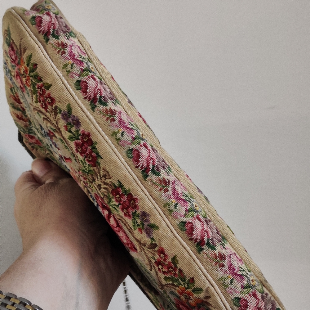 Antique Morabito France Petit Point Hand Embroidered Evening Bag Clutch - Picture 10 of 16